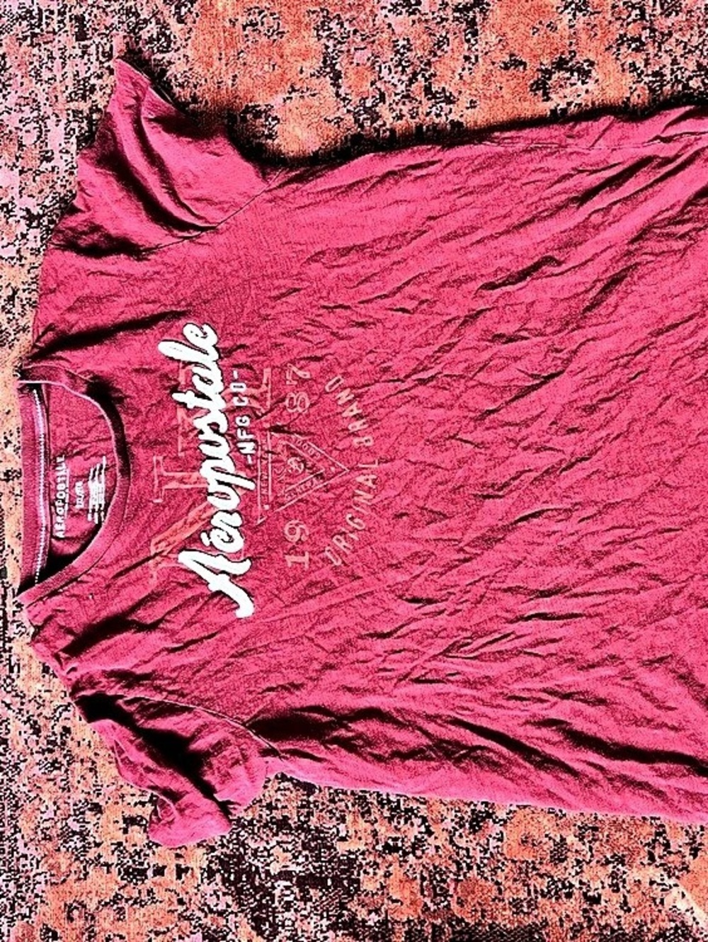 Aeropostale AERO 1987 Original Brand Graphic Tee Pink